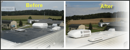RV Repair - Roof Repair - Before and After Image